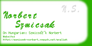norbert szmicsak business card